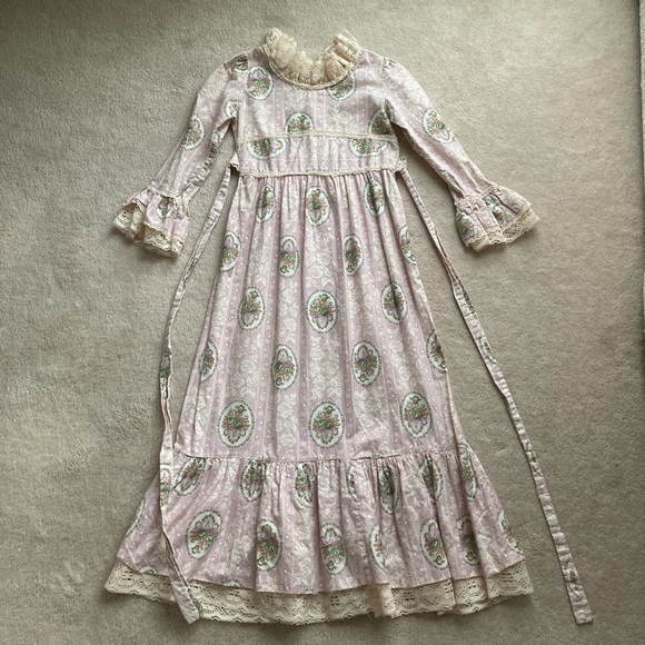 VINTAGE 70s Kids Regency Style Prairie Dress - Picture 1 of 5